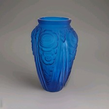 Vase Art Déco Bleu En Verre 1920