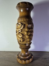 Ancien Vase En Bois Sculpté