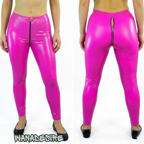 Shiny pvc leggings - leggings, zip