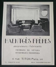 1932 Haentgès Frères Décorateurs, Fabricants Meubles Publicité Art Déco Paris