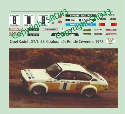 Decals opel kadett - 1/43,
