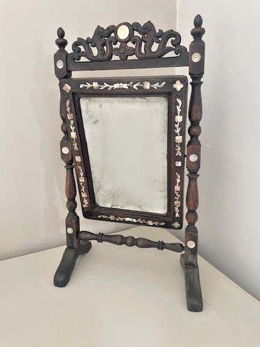 Ancien miroir psyche bois - psyche, en