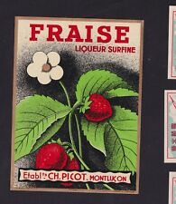 Ancienne   étiquette  Alcool  France BN153462 Fraise Liqueur  Montluçon