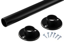 Tube Rond Ø 25 Mm Noir Tringle À Vêtements Portant Avec Support Mural