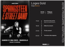 2 Billets VIP loges gold concert Springsteen Marseille place parking cocktail