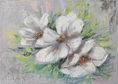 White floral oil - white,