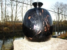 Large glass paste vase signed