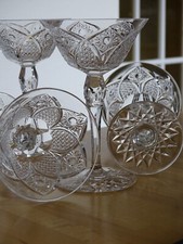 SAINT LOUIS FRANCE 6 VINTAGE CHAMPAGNE OR MARTINI GLASSES CRYSTAL PATTERN STELLA