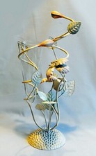 Porte vase vintage en métal peint et son vase conique en verre.