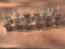 12 verres  à liqueur monture en argent massif MINERVE 1er Titre Poinçon Orfèvre