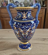 Vase 2 anses Gien "Renaissance" – Faïence Française Signée – 1971/1984