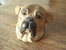 Très ancien santon XIX terre cuite buste femme Naples? + tête Mastiff + sabot