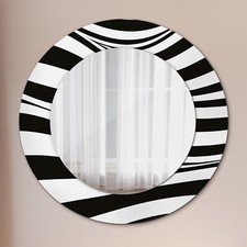 Mural Rond Miroir Avec Cadre en Verre avec Motif Imprimé Vague abstraite