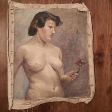 Huile Toile Nu Portrait Ancien