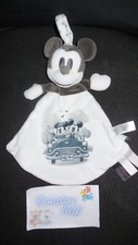 doudou plat Mickey blanc gris noir brodé voiture pois DISNEY NICOTOY - état NEUF