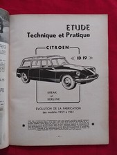 REVUE TECHNIQUE CITROEN ID 19 Evolution 1959 1961 PEUGEOT D4 B BD Evolution Rta 