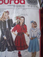  PATRON VINTAGE "BURDA "JUPE + VESTE STYLE WESTERN 3 VERSIONS T 7 AU 14 ANS