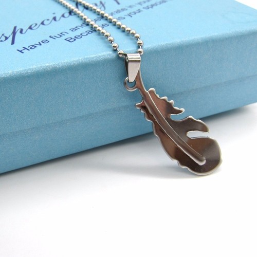 Collier pendentif plume - pendentif,