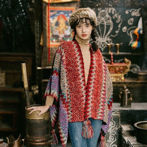 Femme ethnique cape tricot - femme,
