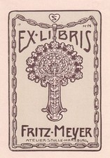Exlibris Bookplate Cliché Heinrich Nernst Atelier Stolle Remorque Chaîne