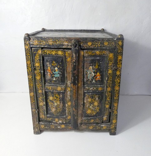 Ancien cabinet coffre indien - cabinet,
