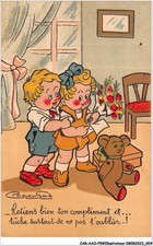 CAR-AAOP5-0374 - ILLUSTRATEUR - UNE JEUNE FILLE, UN GARCON, UNE PELUCHE EN OUR