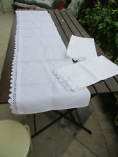 3 dessus d'étagères d'armoire à linge lin dentelle anciens 1900-30 1,52 m 36 cm