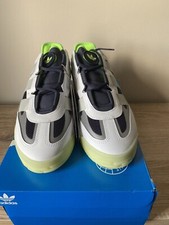 Neuf Homme adidas Niteball Blanc/Bleu / Citron Cuir Baskets Taille UK 10.5