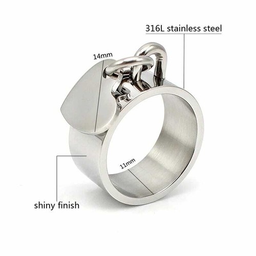Bague pampille cœur acier