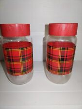 Anciens Pots Nescafé Verre motif Tartan vintage cuisine