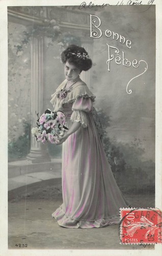 Bonne fete femme robe - cp,