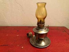 Ancienne mini lampe à huile laiton et cuivre Hongkong