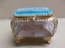 ANCIENNE Petite  Boîte Coffret à Bijoux en Laiton et Verre Biseauté Napoléon III