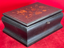 ANCIEN COFFRET GALBE BOITE A BIJOUX EN BOIS MARQUETERIE  XIXEME