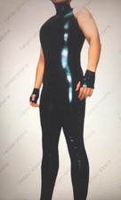 Combi Latex Rubber Male Catsuit Bodysuit Sans Manche 0.4mm