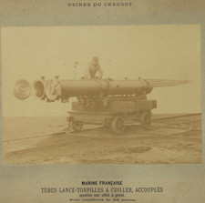 France, Usines du Creusot, 1900 Vintage albumen print.Marine française, tubes 