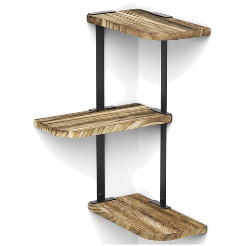 Industrial wood corner shelf - corner,