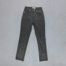 Jean Slim Brillant NA-KD Femme XS Noir Stretch Coton Zip