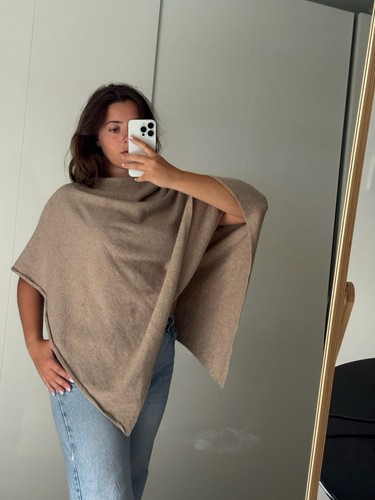 Camel cashmere poncho - camel,
