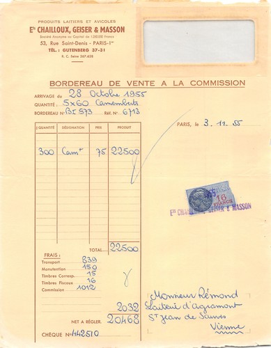 1955 laitiers avicoles ets - laitiers, et