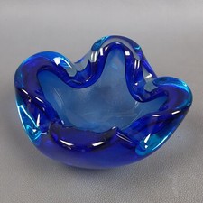 Cendrier Verre Murano Blu Transparent Centre de Table Moderne Ans 70