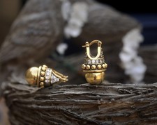 Boucles d'Oreilles Dormeuse Doré Antique Perle Doré Retro 1920 Vintage Style ET9