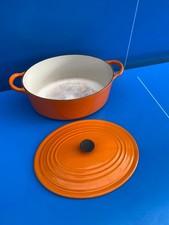 Le Creuset Grande Cocotte EN Fonte OVALE Vintage ORANGE ø 25 CM TBE