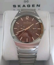 Coffret Montre Homme Skagen Denmark Marron Cuivre Argentee