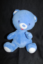 Peluche NESTLE  Doudou Ours Bleu Blanc Bouche Rouge Assis Ourson 18 cm Etat NEUF