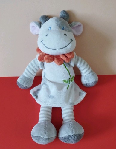 Doudou vache robe blanc - robe, gris