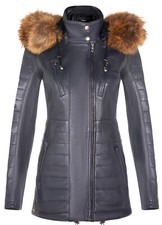 Femmes Bleu Marine Veste Cuir