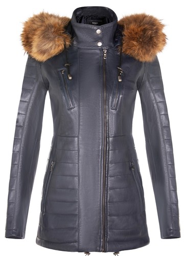 Femmes bleu marine veste cuir - marine,