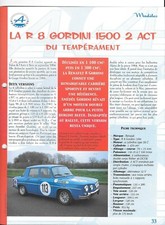 FICHE ALPINE Modèles & RENAULT 8 GORDINI 1500 2 ACT &