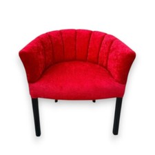 Ensemble de 4 fauteuils modernes – Bois de hêtre, daim rouge et noir